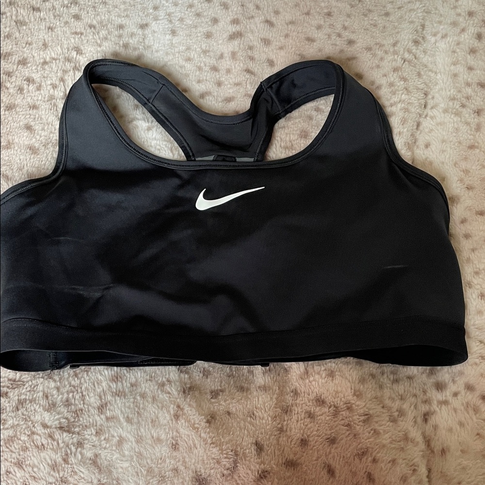 Nike Black Sports Bra with White Swoosh Racerback